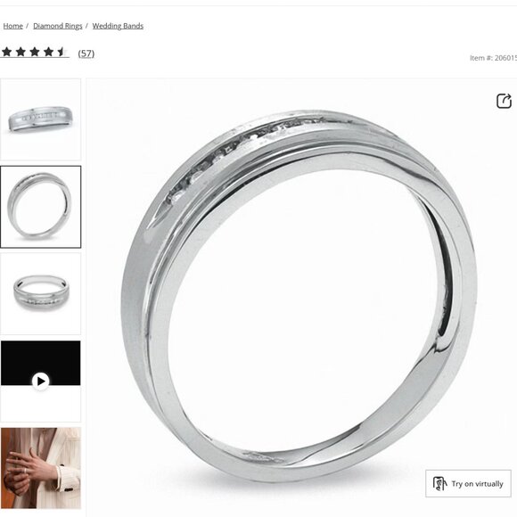 1/10 CT. T.W. Diamond Wedding Band in 10K White Gold US 7 Anniversary Engagement - Picture 2 of 8